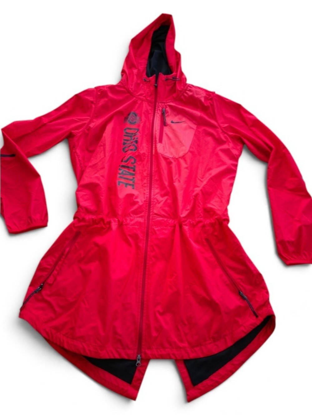 Nike Ohio State Red Hooded Windbreaker Rain Jacket Lightweight Nylon sz LARGE